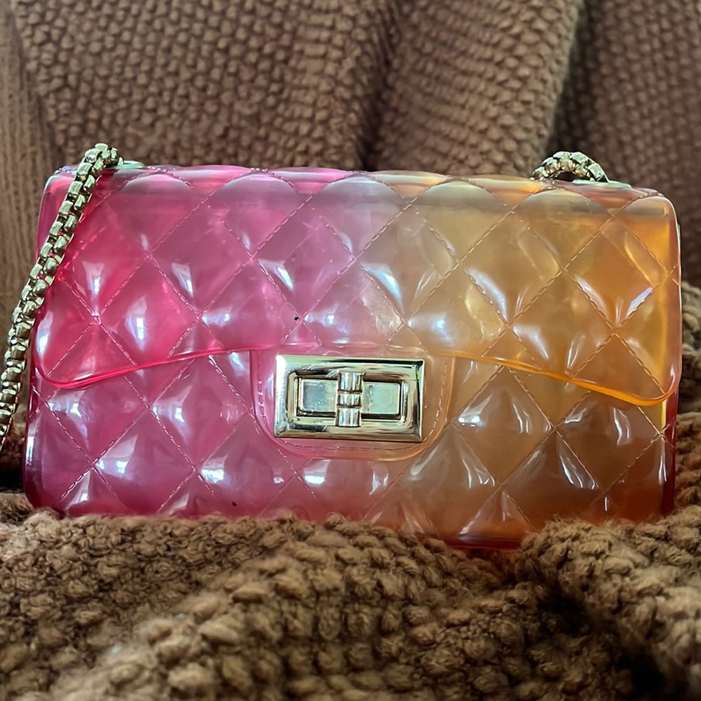 Translucent neon jelly shoulder bag